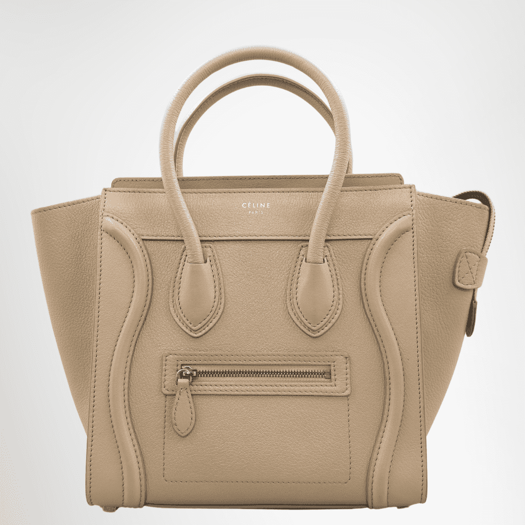 Celine Luggage Micro in Beige Drummed Calfskin Leather
