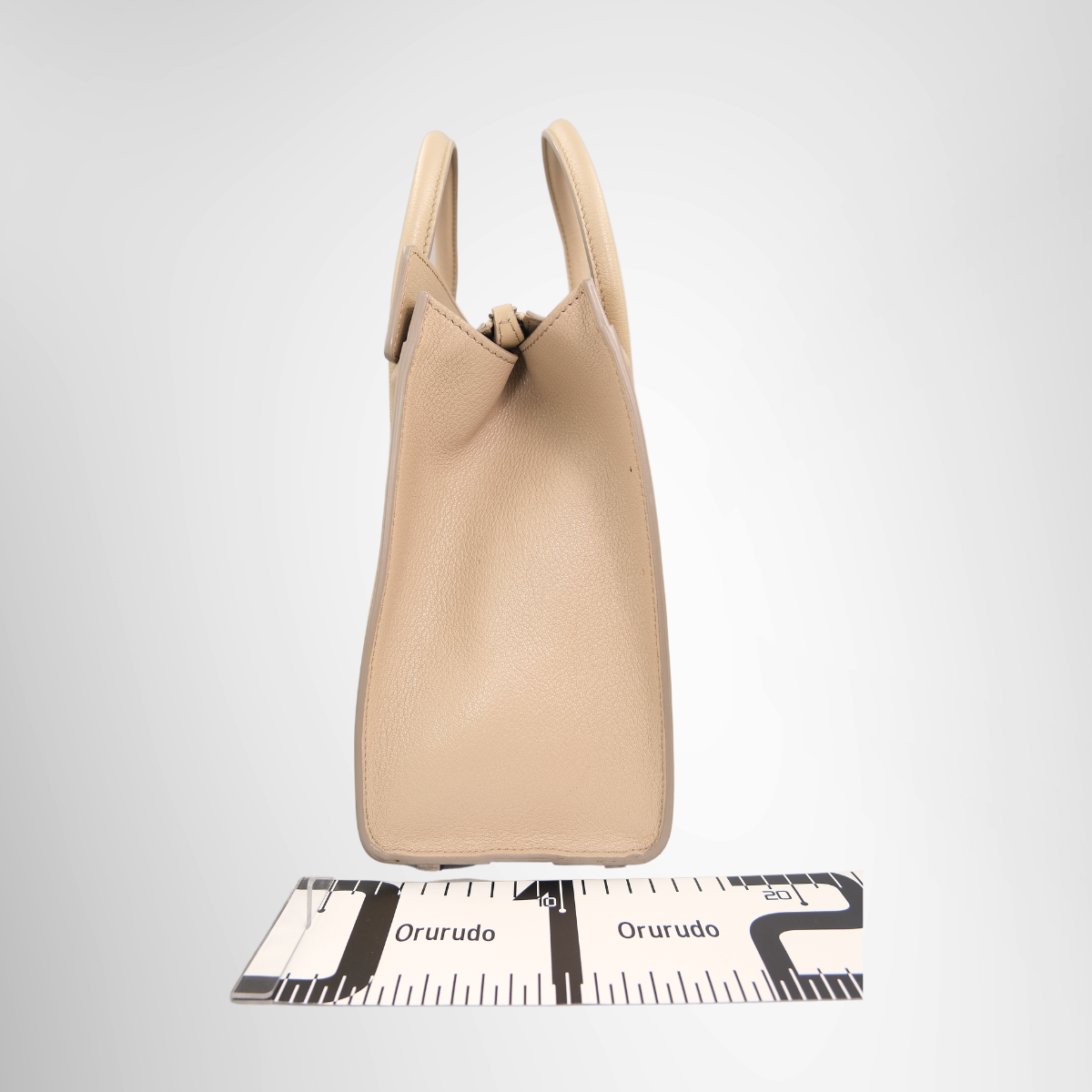 Luggage Micro in Beige Drummed Calfskin Leather