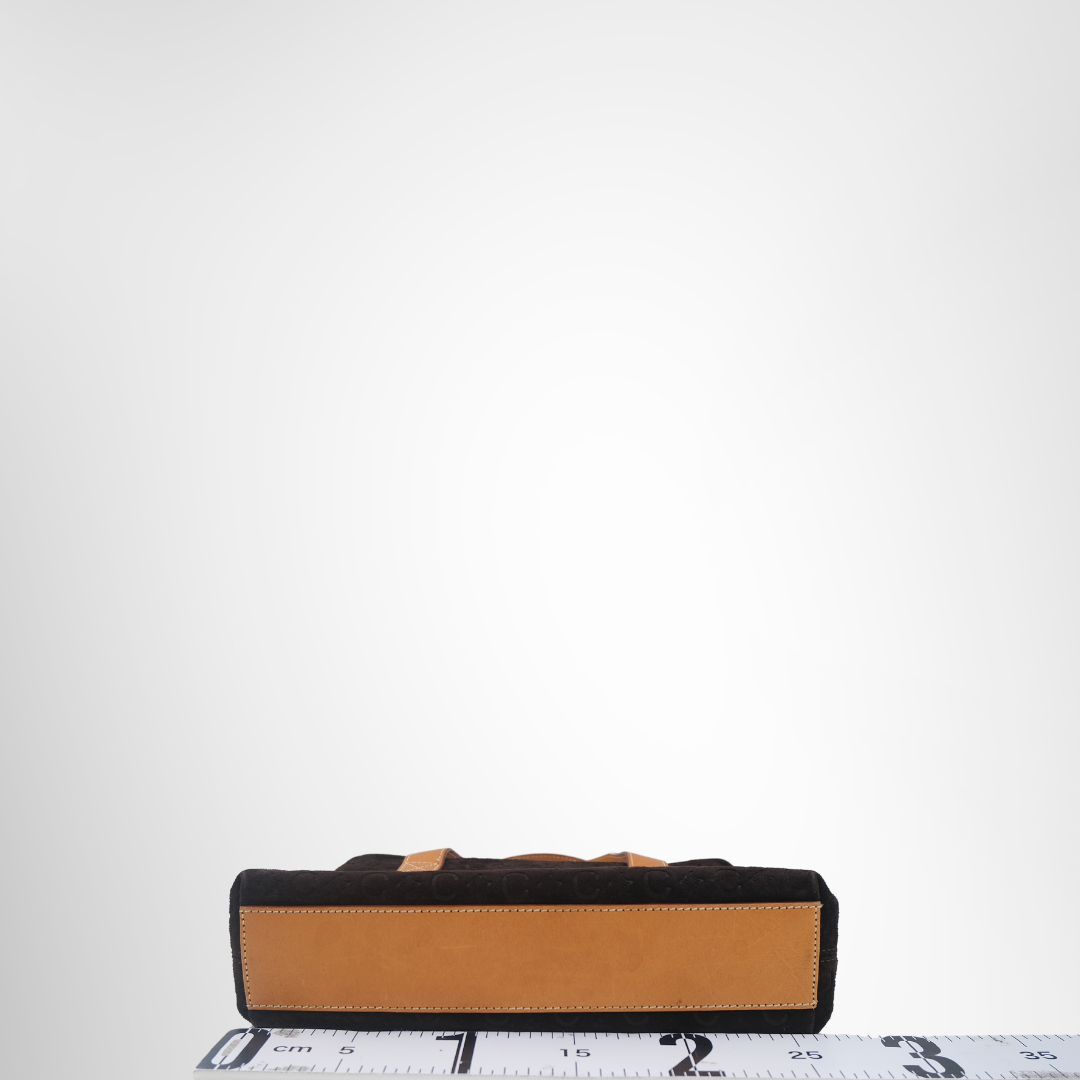 Celine Preowned Luxury Bag Macadan Suede Handbag Bottom View
