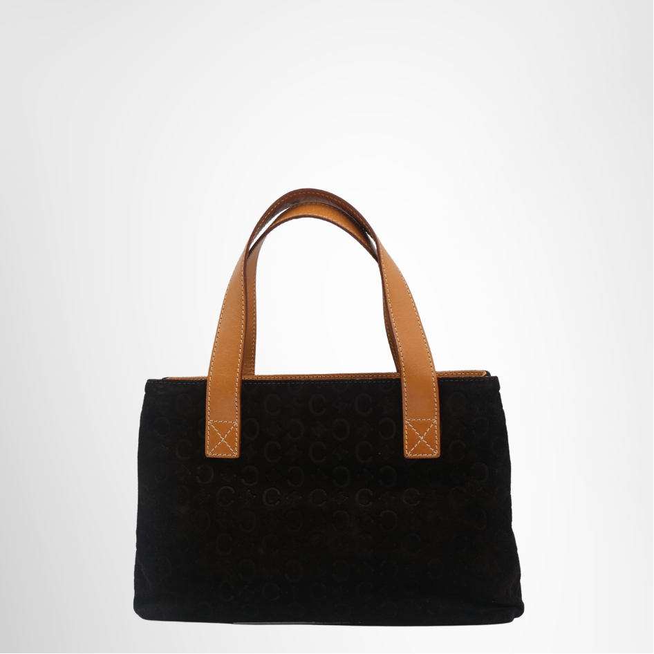 Celine Preowned Luxury Bag Macadan Suede Handbag Front View