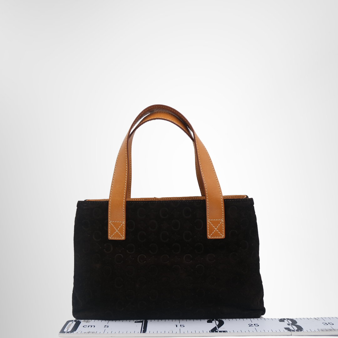 Celine Preowned Luxury Bag Macadan Suede Handbag Front View 2