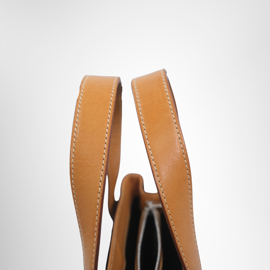 Celine Preowned Luxury Bag Macadan Suede Handbag Handle View