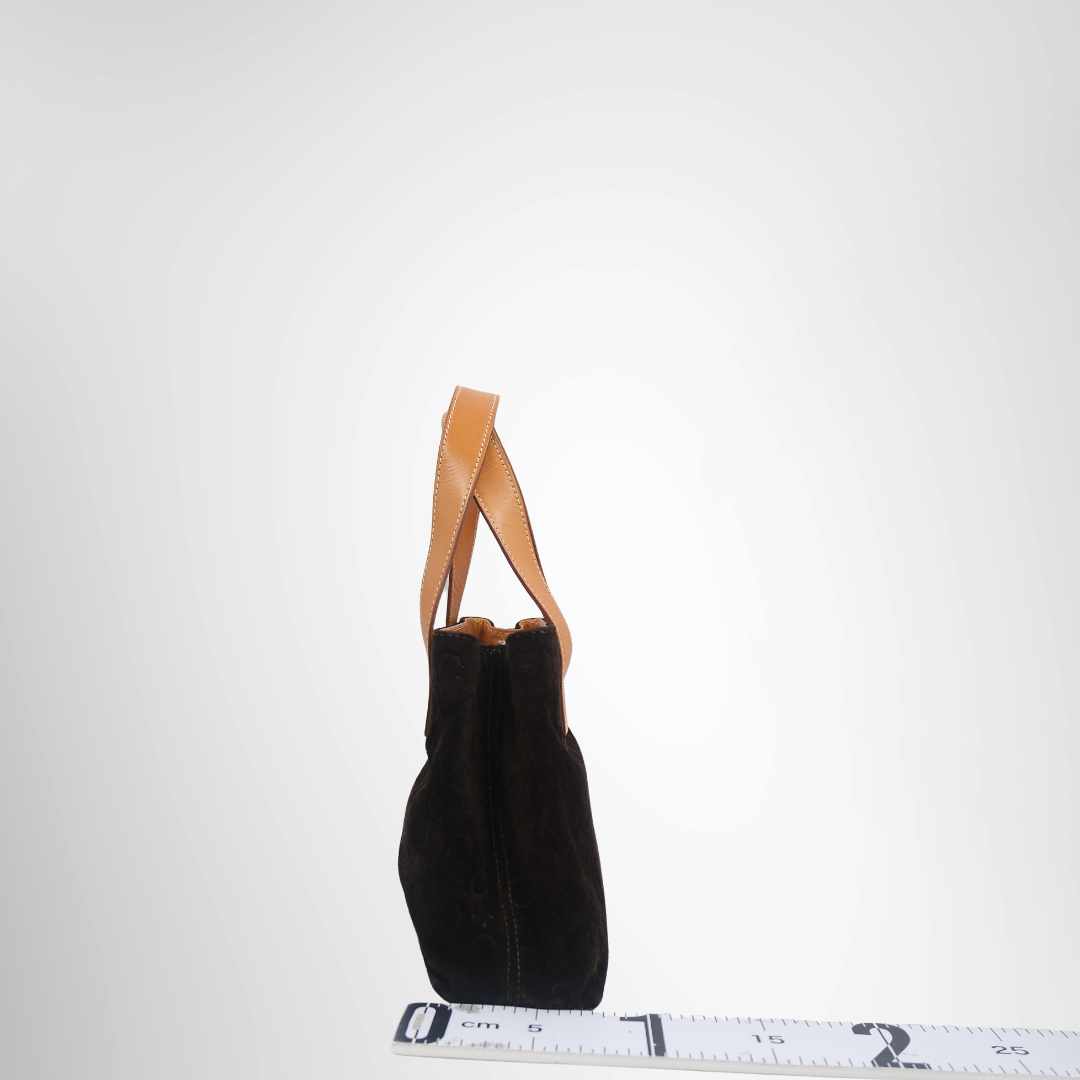 Celine Preowned Luxury Bag Macadan Suede Handbag Side View