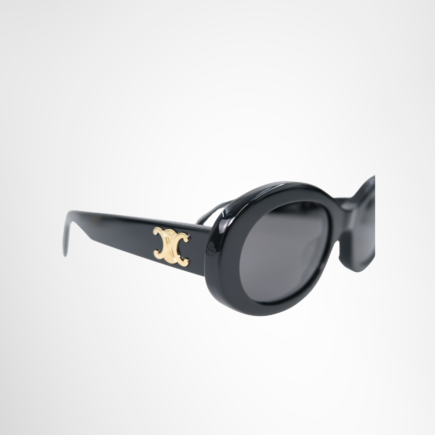 Celine Preowned Luxury Triomphe 01 Black Acetate Sunglasses Front Side View - Antonio & Co.