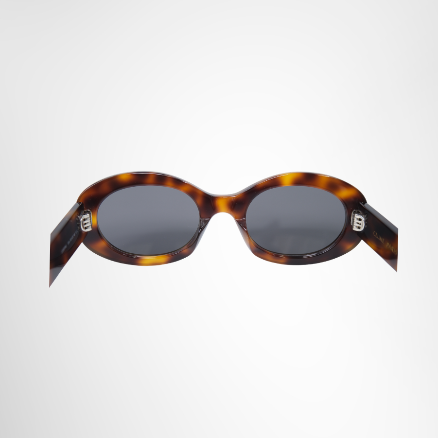 Celine Preowned Luxury Triomphe 01 Sunglasses in Tortoise Shell Acetate Inside View - Antonio & Co.