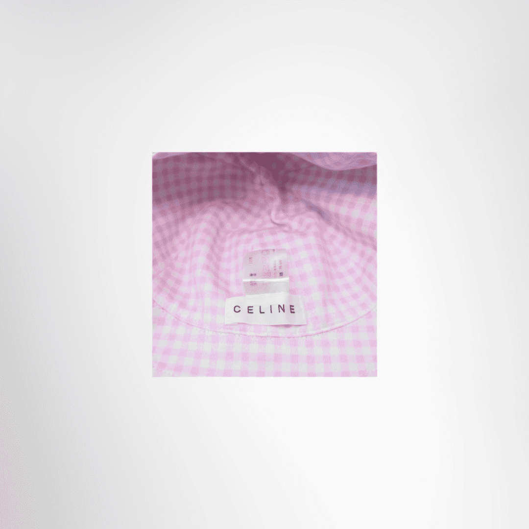 Celine Preowned Luxury Triomphe Baby Bucket Hat Interior View With Label