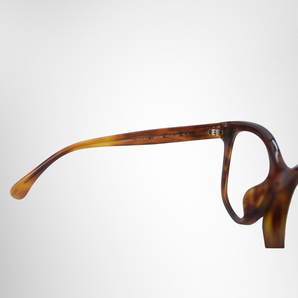 Chanel Dark Tortoise Butterfly Prescription Glasses – Pre-Owned Luxury Brand Eyewear – Antonio & Co Left Interior View