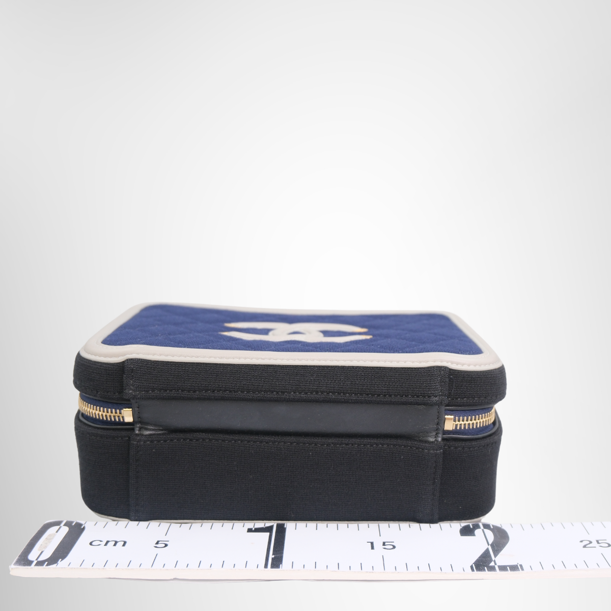 Jersey Quilted Small CC Filigree Vanity Case Blue Black Grey