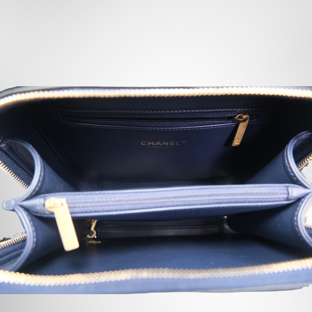 Jersey Quilted Small CC Filigree Vanity Case Blue Black Grey