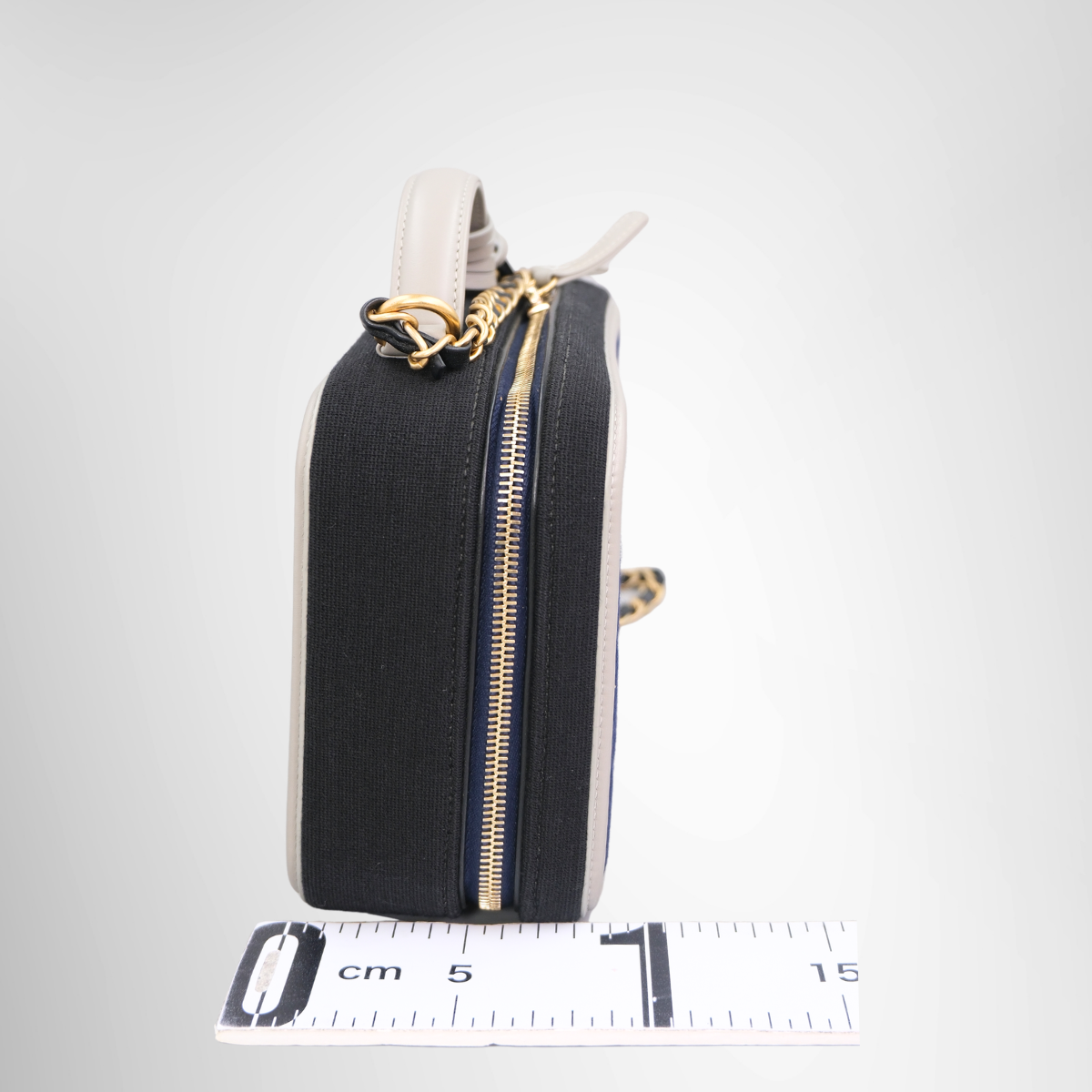 Jersey Quilted Small CC Filigree Vanity Case Blue Black Grey