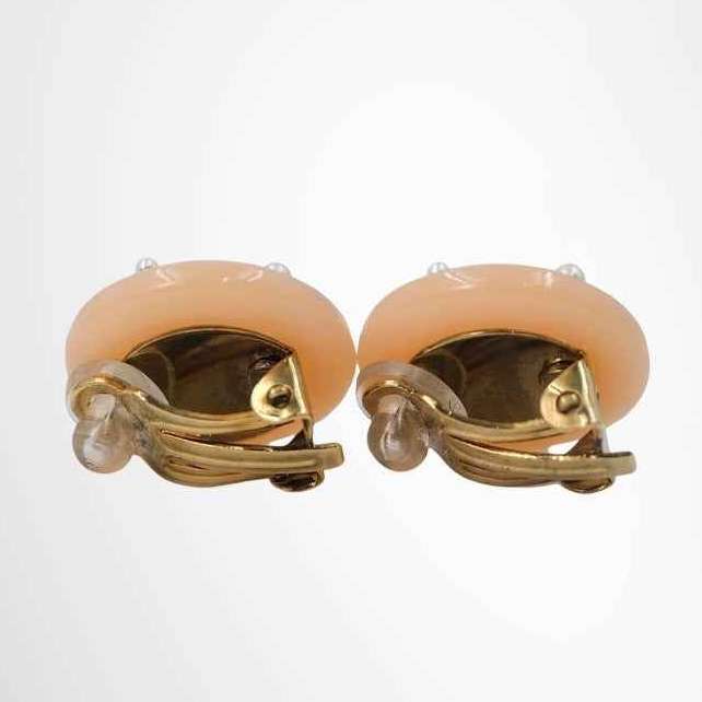 Chanel Vintage 03P Pink Resin Pearl CC Stud/Clip-On Earrings