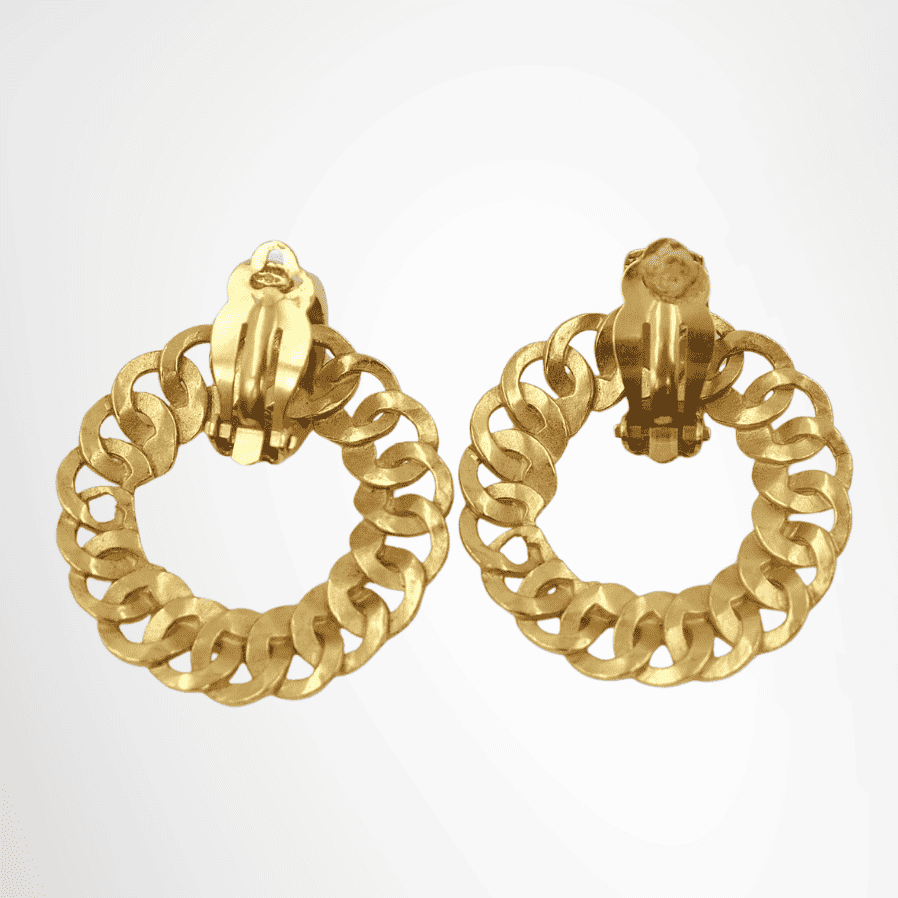 Chanel Vintage Gold-Plated CC Knocker Earrings – Pre-Owned Luxury Accessories – Antonio & Co Back View
