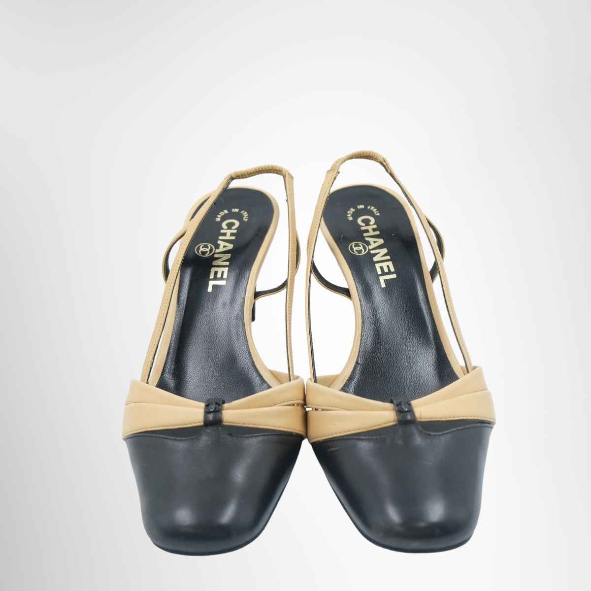 Chanel Vintage Two-Tone Bow Slingback Heels