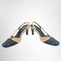 Chanel Vintage Two-Tone Bow Slingback Heels – Pre-Owned Luxury Brand Shoes – Antonio & Co Front Wide View 