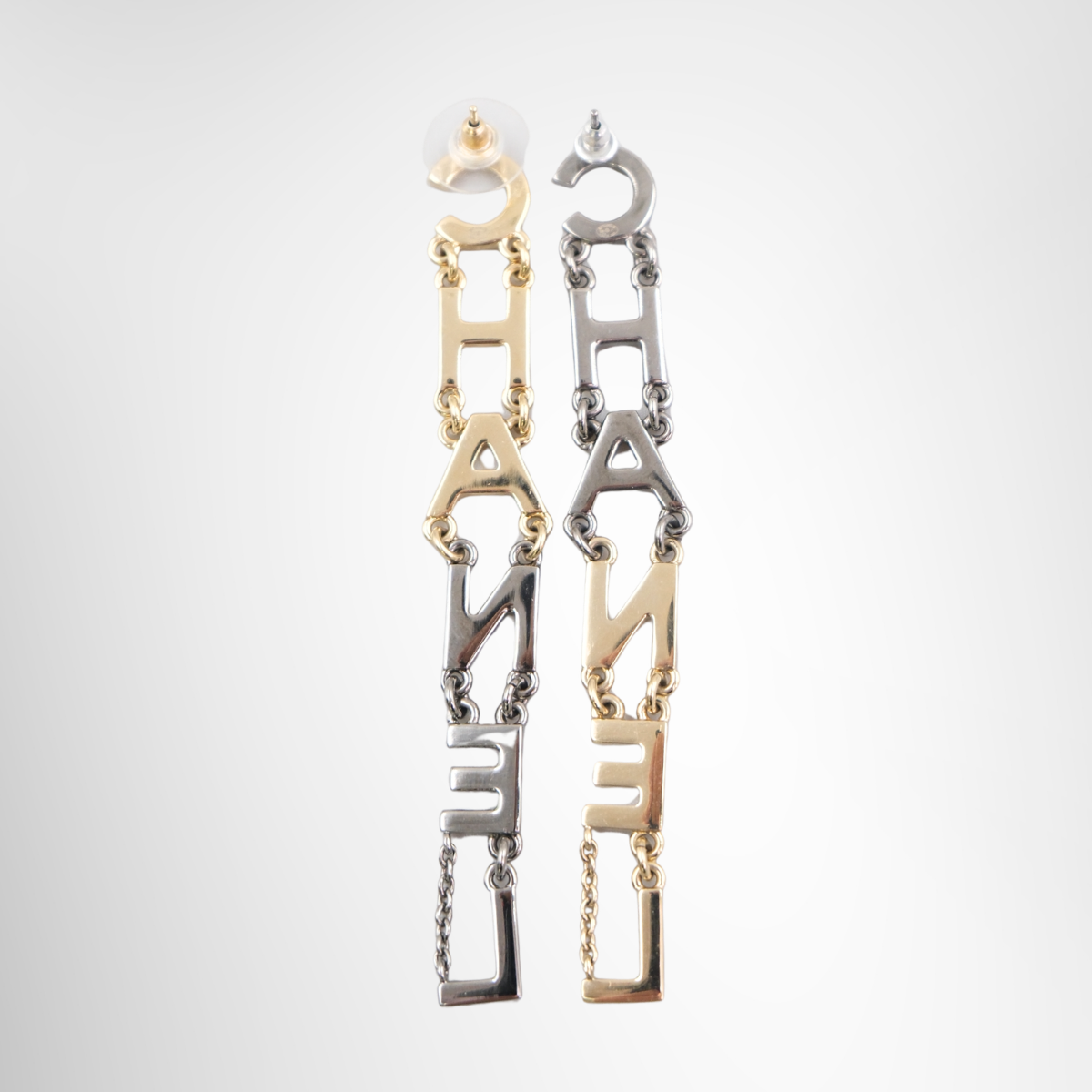 Crystal Faux Pearl Logo Drop Earrings