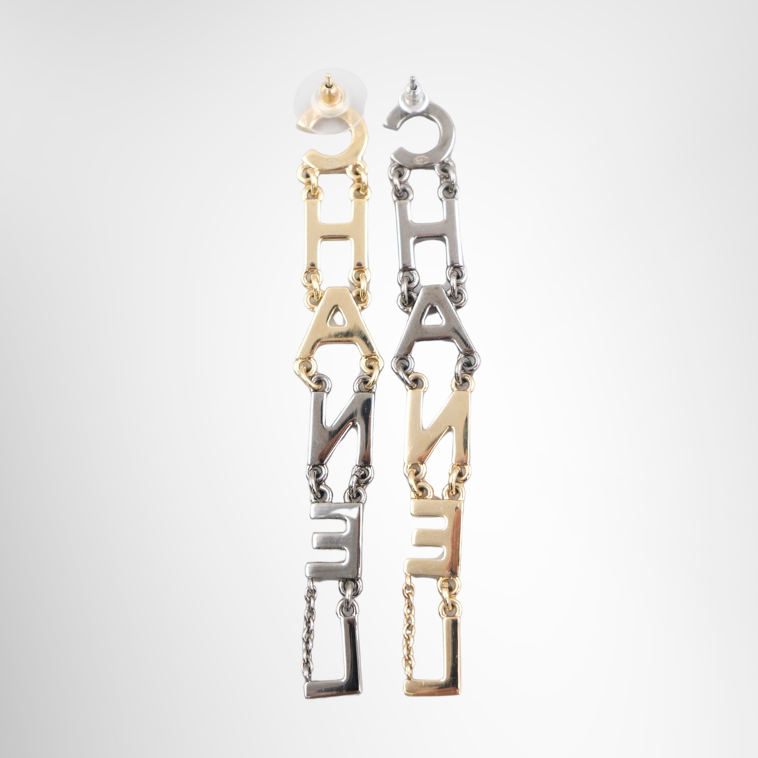 Crystal Faux Pearl Logo Drop Earrings