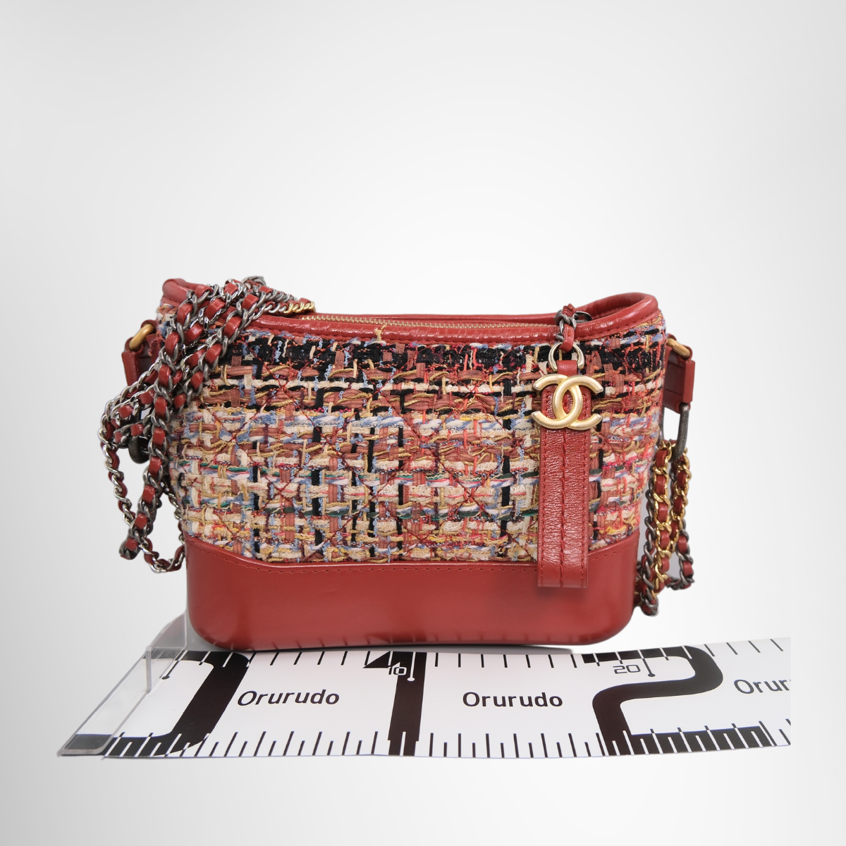 Chanel Gabrielle Tweed Red Shoulder Bag