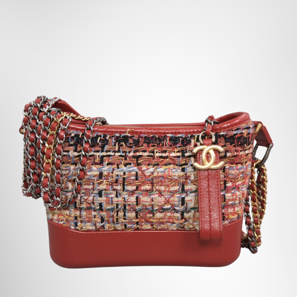 Chanel Gabrielle Tweed Red Shoulder Bag