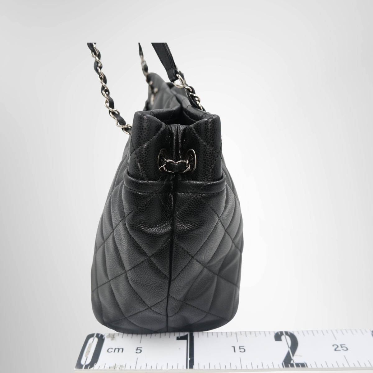 Chanel Timeless CC Soft Quilted Shopping Tote – Pre-Owned Luxury Brand Bags – Antonio & Co Side View 