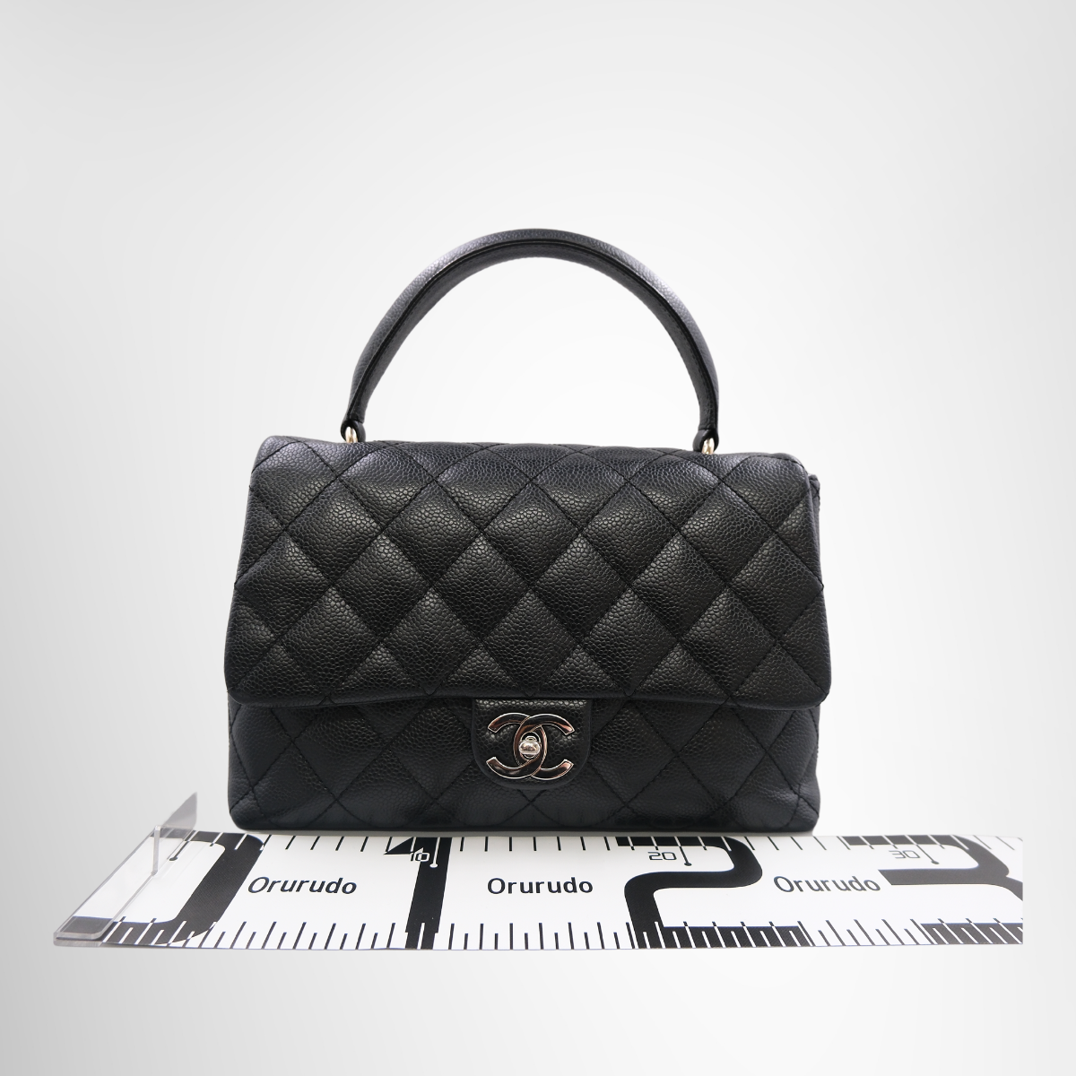 Chanel Vintage Top Handle Flap Bag Silver Hardware