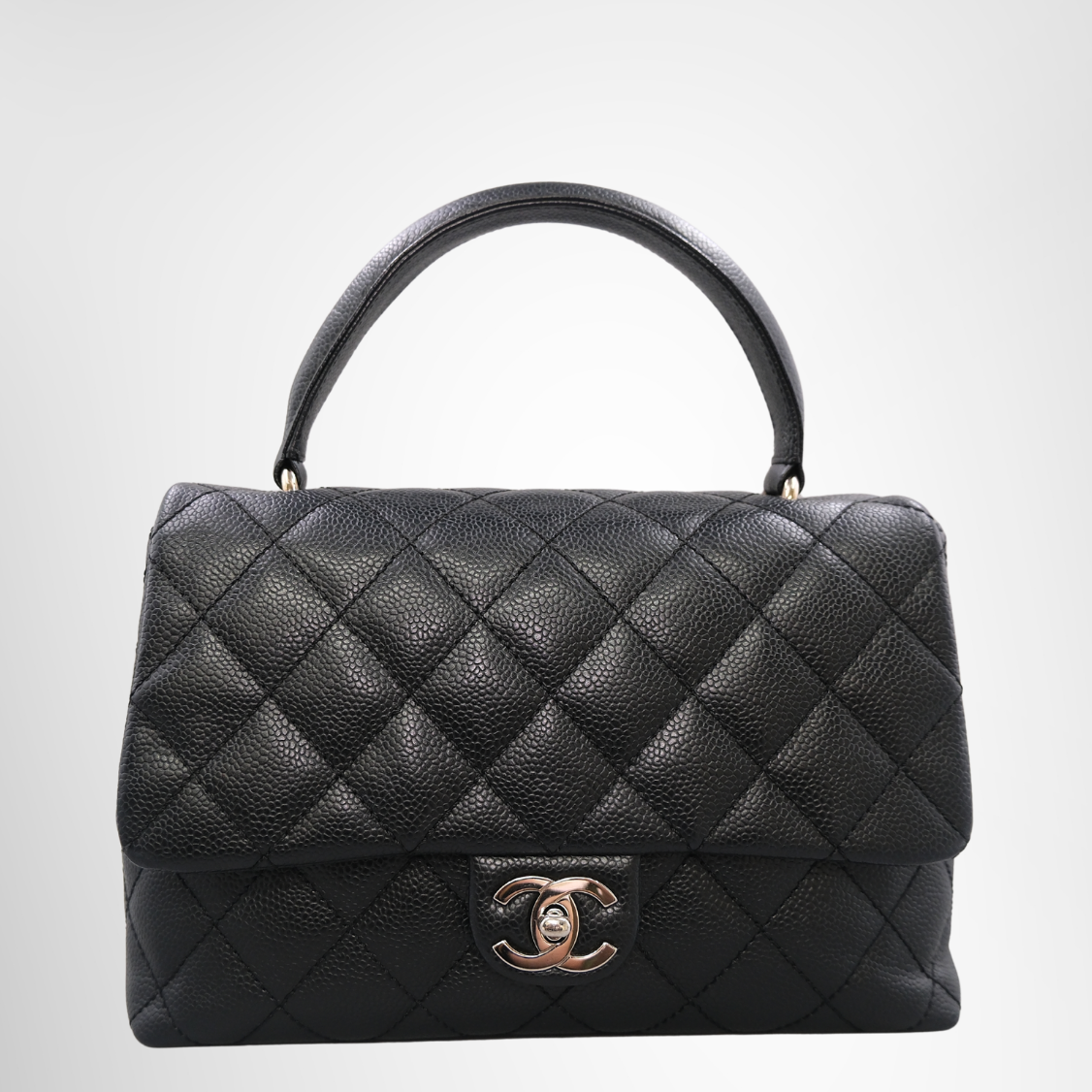 Chanel Vintage Top Handle Flap Bag Silver Hardware
