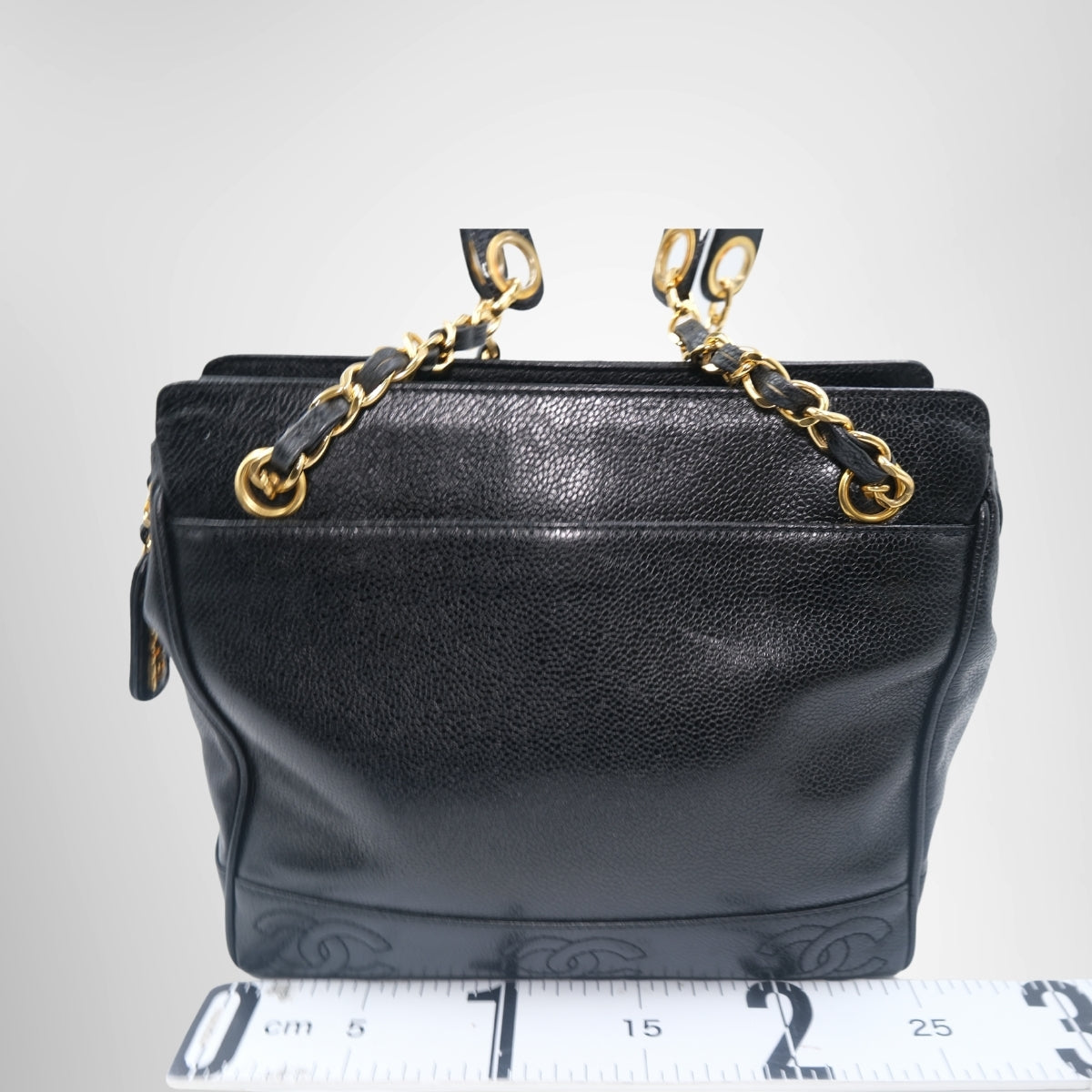 Chanel Vintage Triple CC Caviar Tote Bag – Pre-Owned Luxury Brand Bag – Antonio & Co Back View 