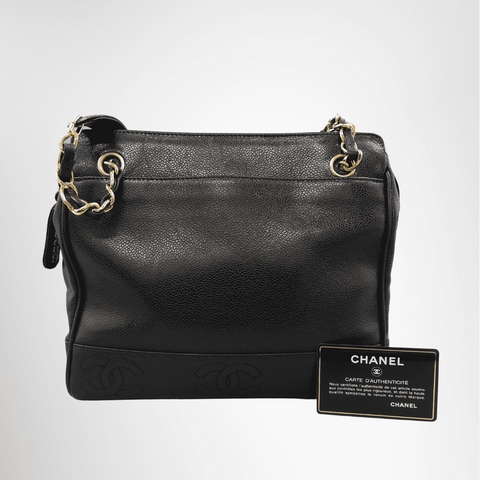 Chanel Vintage Triple CC Caviar Tote Bag