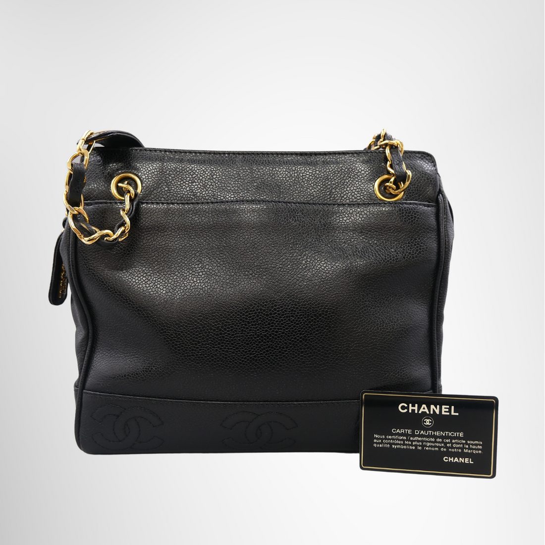 Vintage Triple CC Caviar Tote Bag