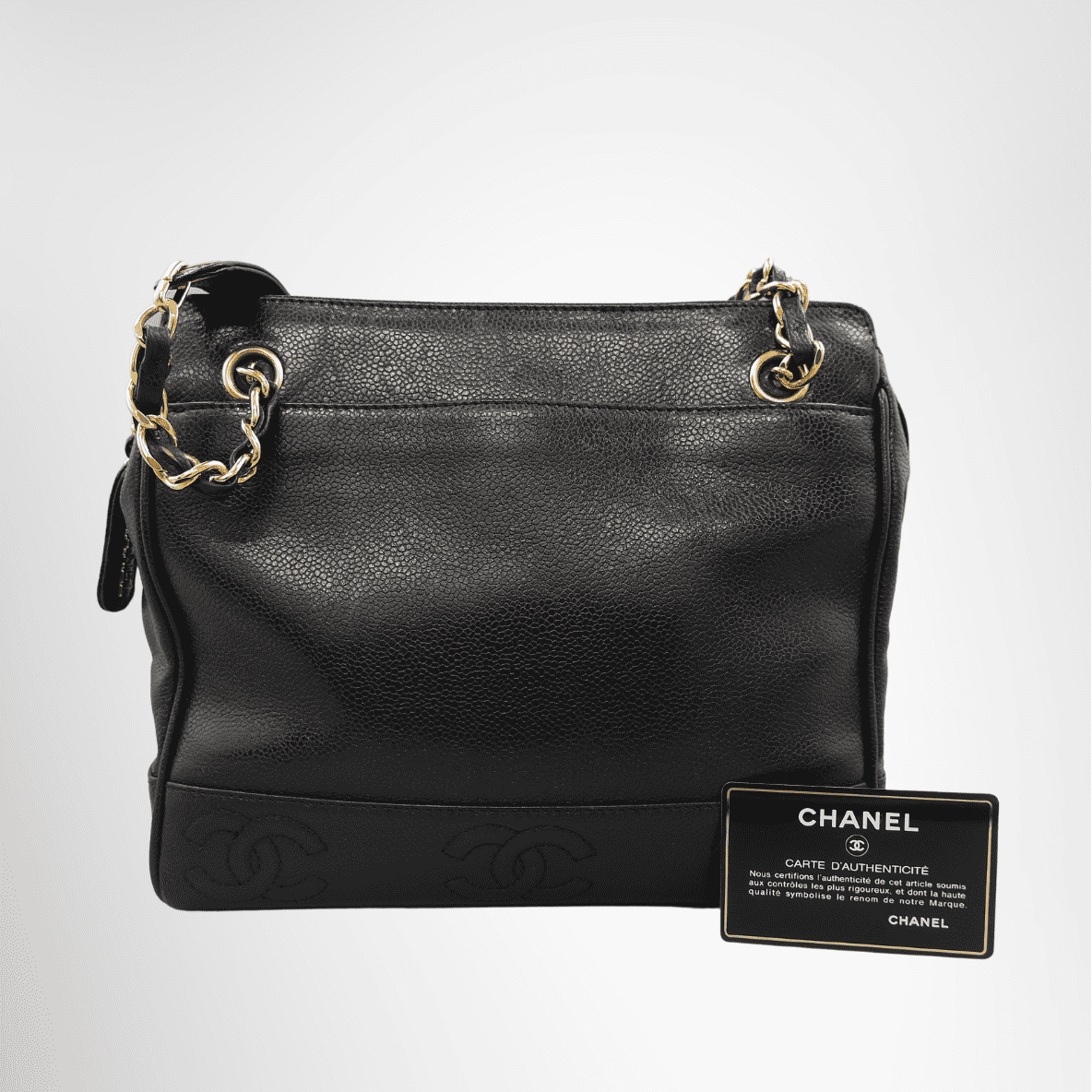 Chanel Vintage Triple CC Caviar Tote Bag
