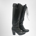 Chanel Interlocking CC Logo Over-the-Knee Leather Lace-Up Boots – Pre-Owned Luxury Brand Shoes – Antonio & Co Side VIew 