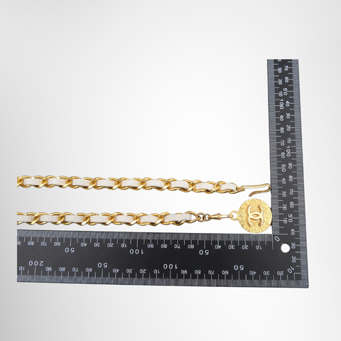 Chanel Vintage Medallion Chain Leather  gold-tone