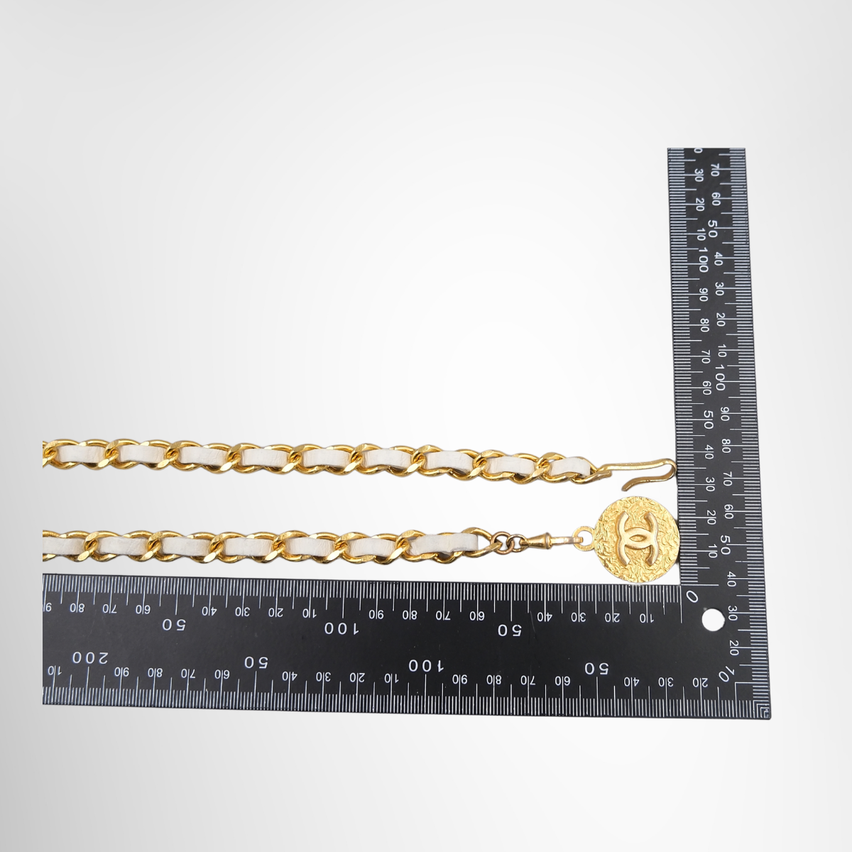 Chanel Vintage Medallion Chain Leather  gold-tone