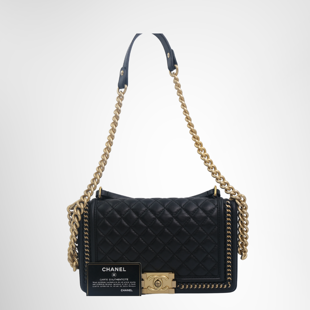 Boy Chanel Lambskin 2 Way Handbag Black
