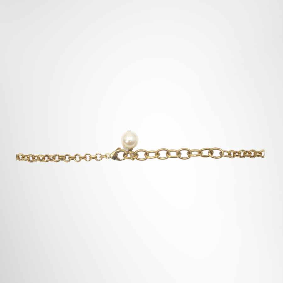 Chanel Flower Motif Rhinestone CC Logo Charm Necklace – Pre-Owned Luxury Accessory – Antonio & Co – Lock VIew