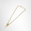 Chanel Flower Motif Rhinestone CC Logo Charm Necklace – Pre-Owned Luxury Accessory – Antonio & Co – Side View