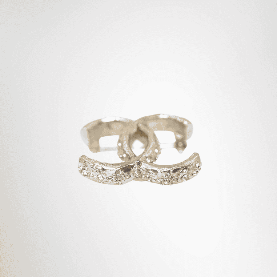 Chanel Interlocking CC Logo Crystal Embellishments Brooch