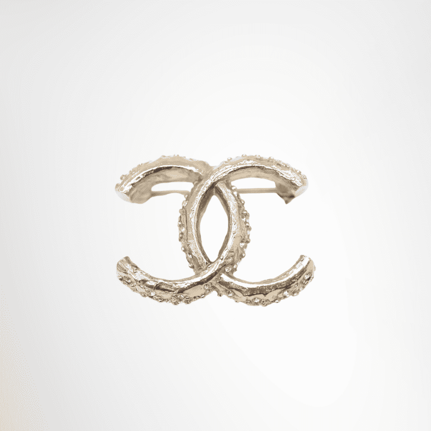 Chanel Interlocking CC Logo Crystal Embellishments Brooch