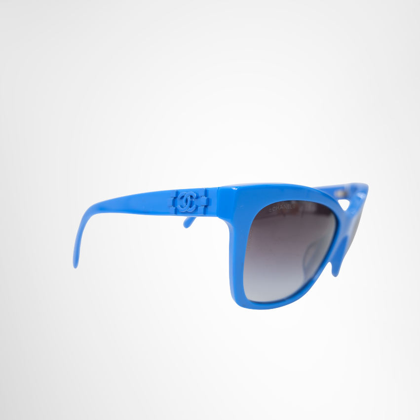 Chanel Preowned Luxury 5313 Sunglasses in Bright Blue Sunglasses Side View - Antonio & Co.