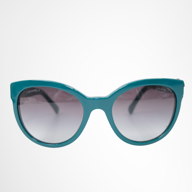 Chanel Preowned Luxury 5315 Green Cat Eye Sunglasses Front View - Antonio & Co.