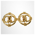 Chanel Preowned Luxury 93A Gold Plated Circular Clip-On Earrings Accessories Front View - Antonio & Co.