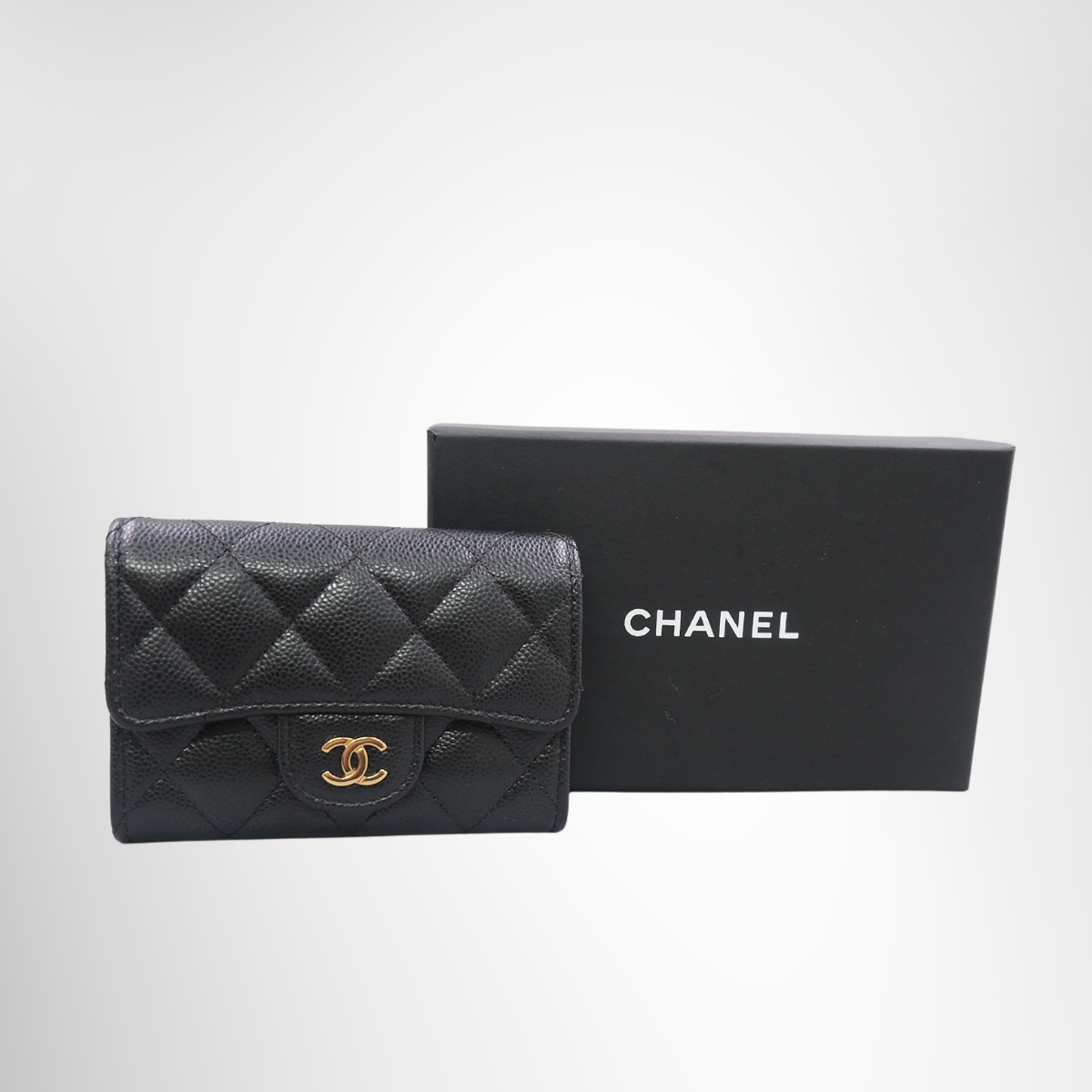 Chanel Caviar Quilted Flap Card Holder Wallet Black