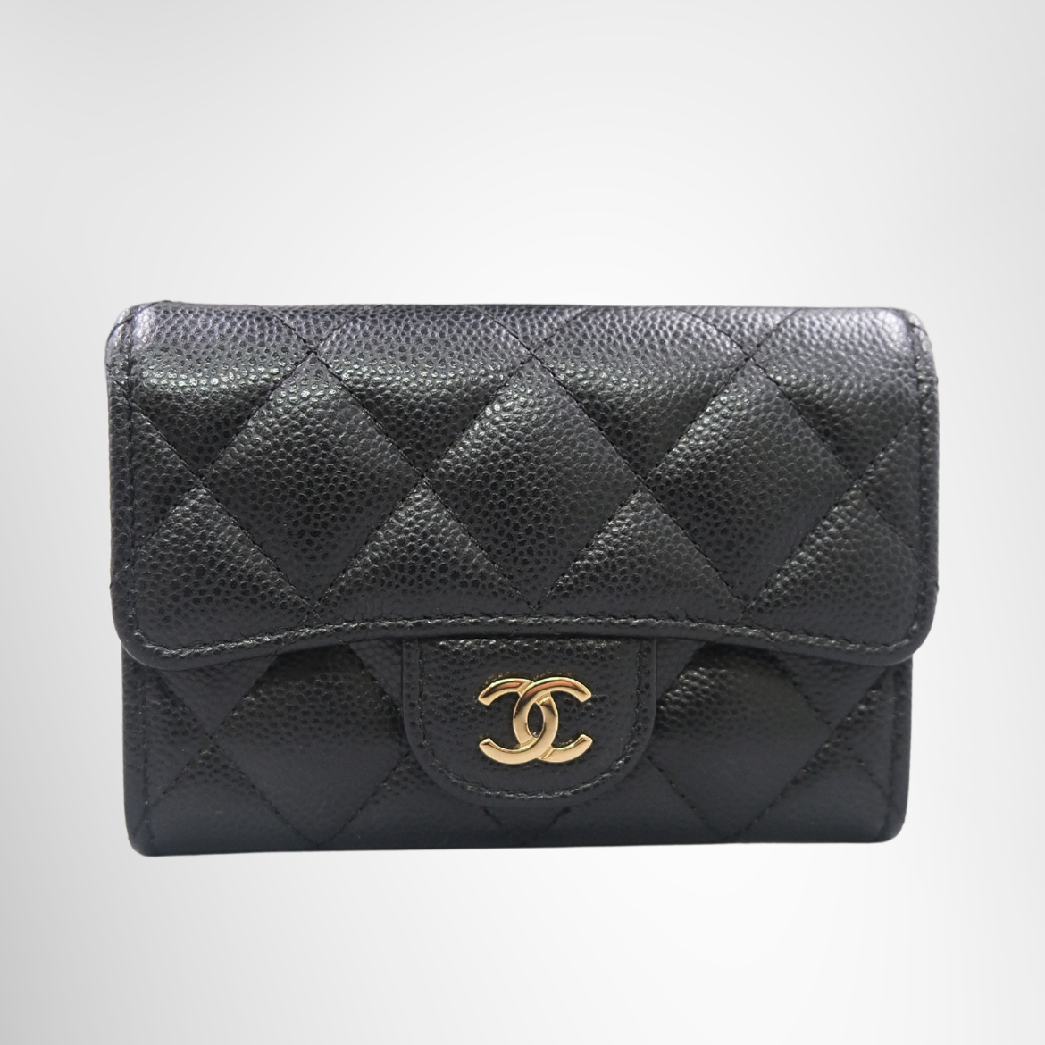 Chanel Caviar Quilted Flap Card Holder Wallet Black
