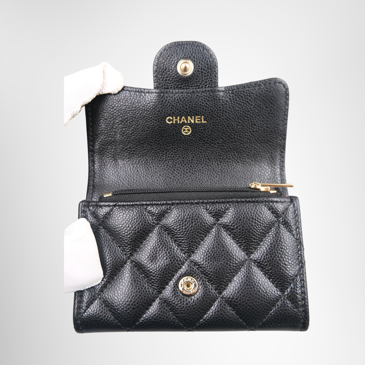 Chanel Caviar Quilted Flap Card Holder Wallet Black