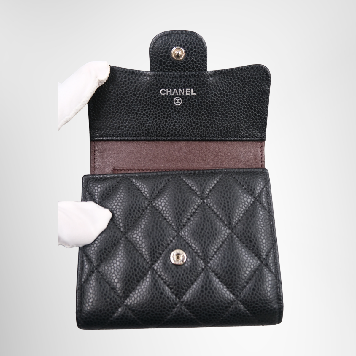 Chanel Caviar Quilted Flap Card Holder Wallet Black