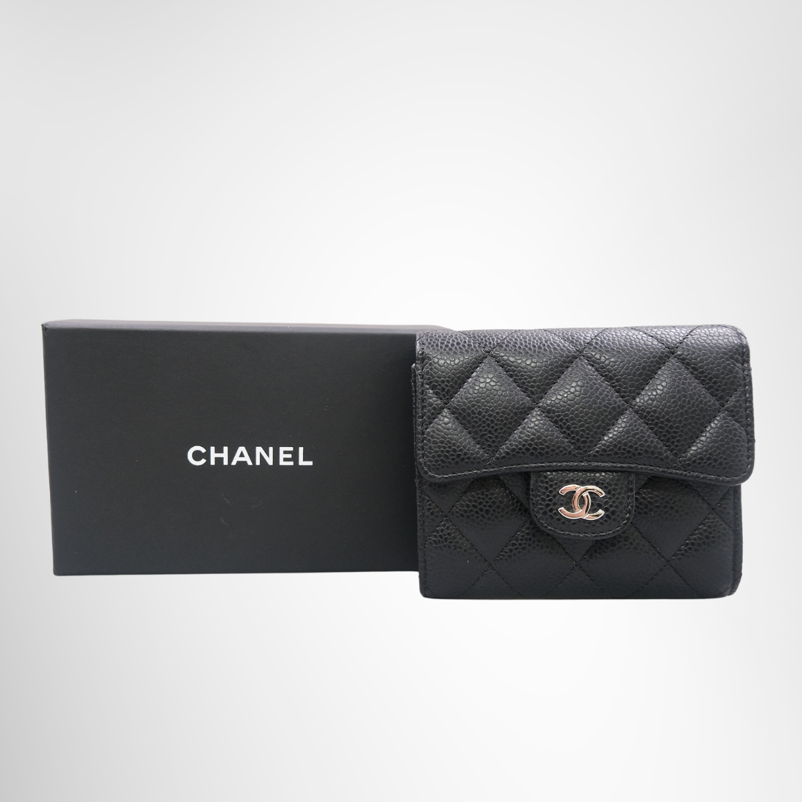 Chanel Caviar Quilted Flap Card Holder Wallet Black