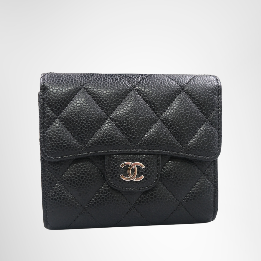 Chanel Caviar Quilted Flap Card Holder Wallet Black