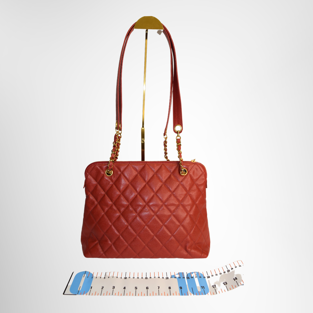 Chanel Preowned Luxury Bag Caviar Quilted Front Pocket Shoulder Bag Back View