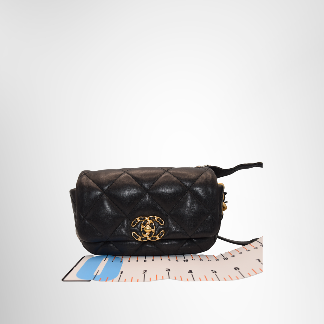 Chanel Preowned Luxury Bag Chanel 19 Small Waist Bag Front View 2