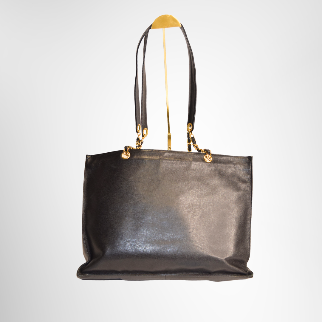 Chanel Preowned Luxury Bag Classic Caviar XL Shopping Tote Back View
