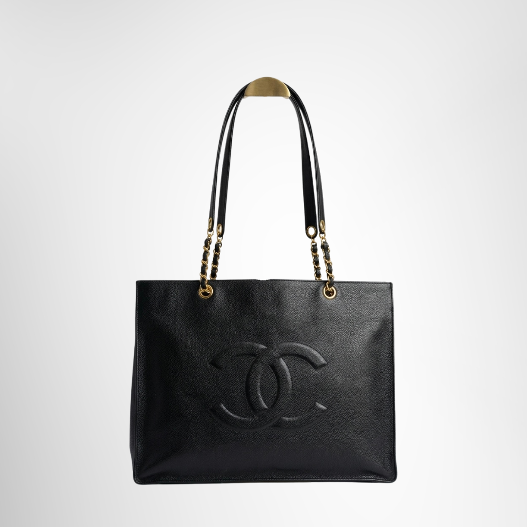 Chanel Preowned Luxury Bag Classic Caviar XL Shopping Tote Front View